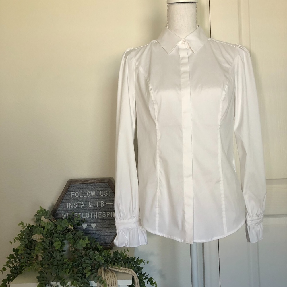 NWOT WHBM white button down collared shirt